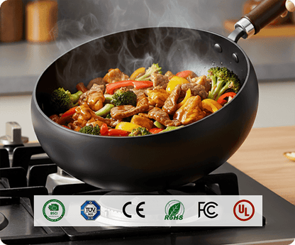 Cast Iron Wok 22 & 24cm heavy-duty skillet for even heat distribution | Easy nonstick cooking | Rust resistant mineral construction | Deep 10.5cm capacity for family meals | Safe with metal spatulas