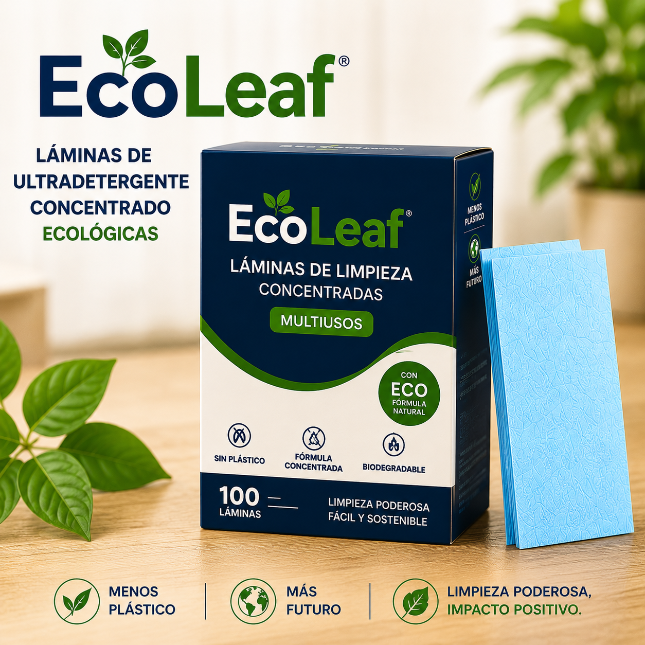 EcoLeaf: Láminas de ultradetergente concentrado ecológicas
