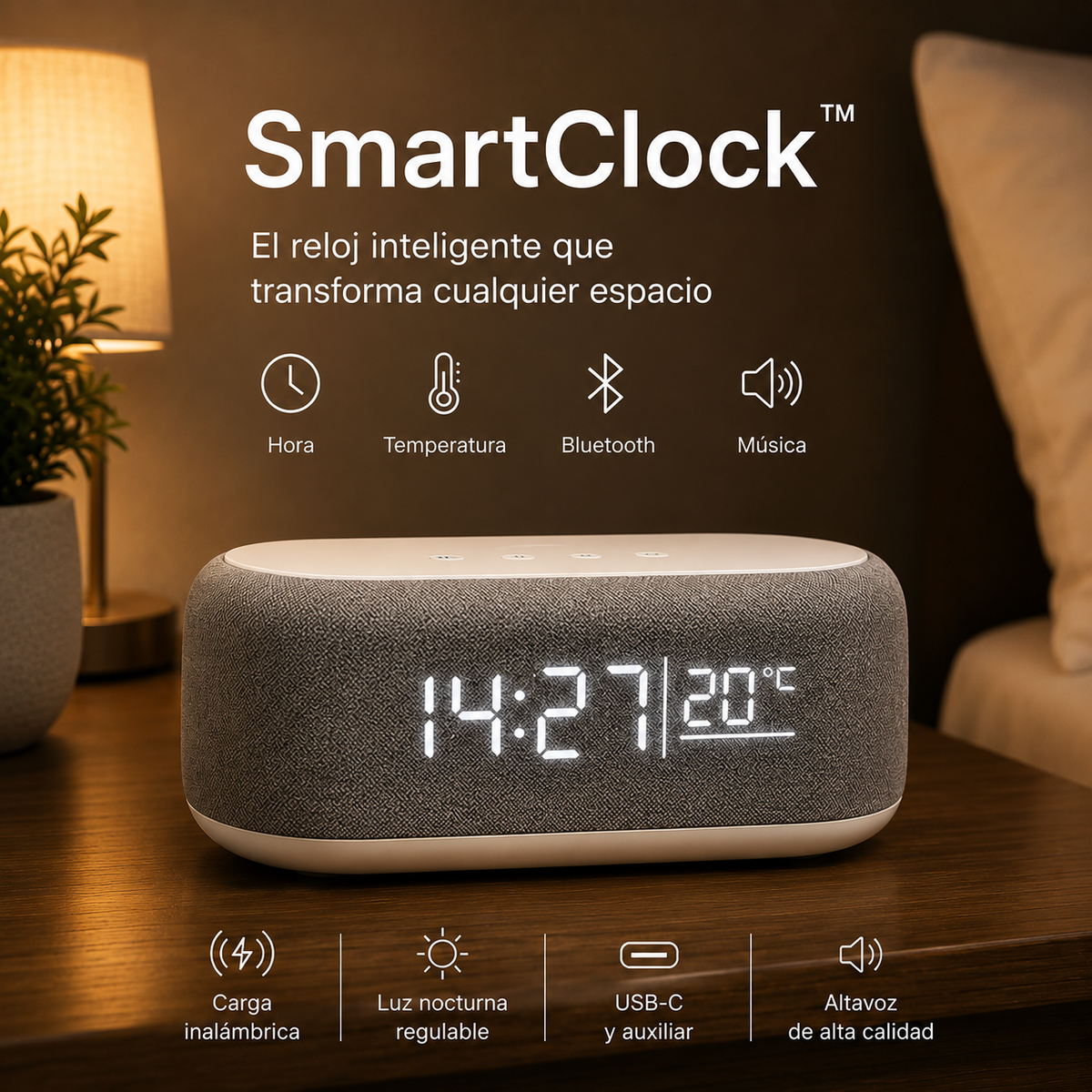 SmartClock 4 en 1 : Reloj Inteligente Multifunción